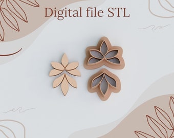 Digital STL files for 3D printing Clay earrings Leaves Leaf style cutters Polymer clay tools sharp version cutters download files