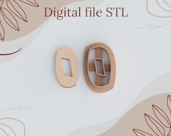 Digital STL files for 3D printing Clay stud earrings Geometry irregular cutters Polymer clay tools sharp version cutters download files