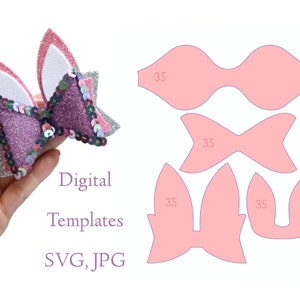 デジタル ボウ バニー テンプレート SVG、JPG 形式 N-35