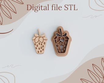 Digital STL files for 3D printing Clay earrings "Strawberry cup" cutters Polymer clay tools sharp version cutters download files