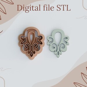 Digitala STL-filer för polymerlera-utstickare, örhängen, 3D-utskrivbara kakformar, DIY-hantverksverktyg, direktnedladdning, örhängesutstickare "Abstrakt"