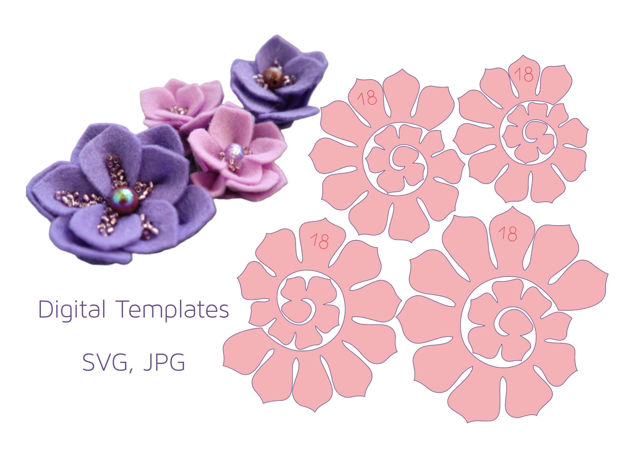 Digital Spiral Flower Petals Template SVG JPG format N-18 | Etsy