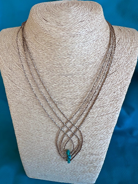 Lovely Southwestern Liquid Silver and Turquoise N… - image 1