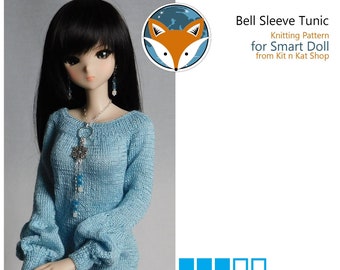 Pattern for Smart Doll Bell Sleeved Pullover Sweater Dress or Tunic