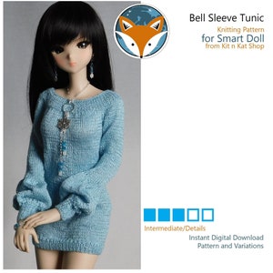 Patroon voor Smart Doll-trui-truijurk of -tuniek met bellmouw