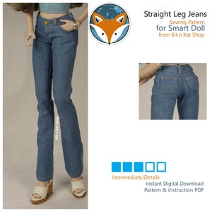 Pattern for Smart Doll Straight Leg Jeans or Pants.