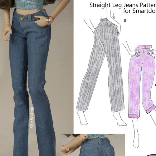 Pattern for Smart Doll Straight Leg Jeans or Pants. | Etsy