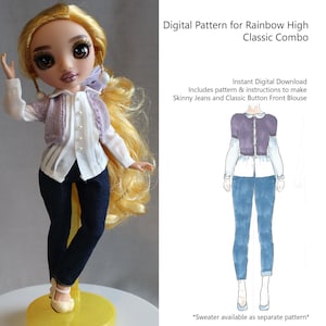 Pattern for RH Doll, Classic Combo - Jeans and Buttondown Shirt