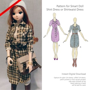 Pattern for Shirtwaist or Shirt Dress for Smart Doll