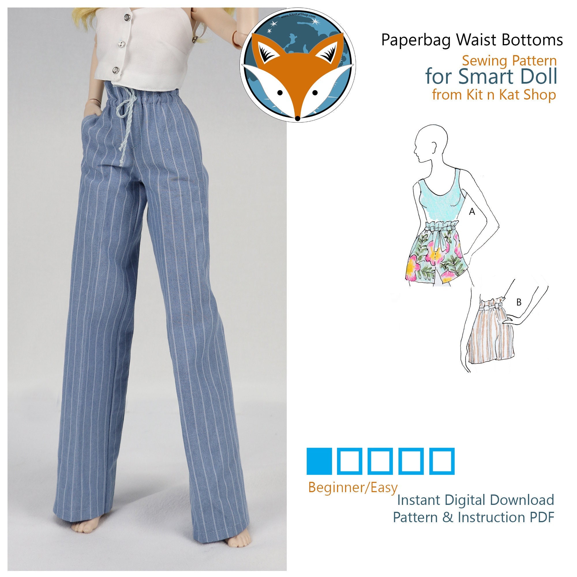 Sewing Pattern Socialite Paperbag Waist Tie Trousers Paper Bag