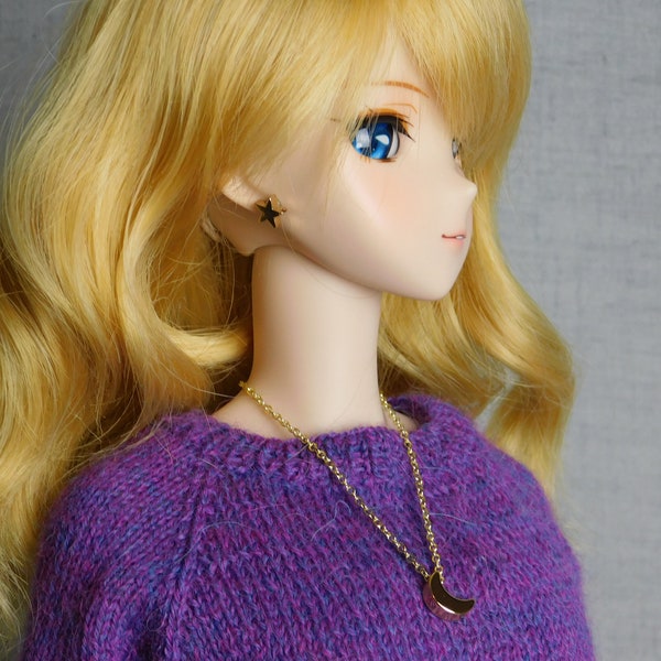 No-Hole Earring / Necklace Set for Smart Doll - Moon and Stars in choice of Silver or Gold