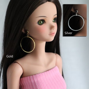 No-Hole Earring for Smart Doll - Round Hoops in choice of 2 finishes
