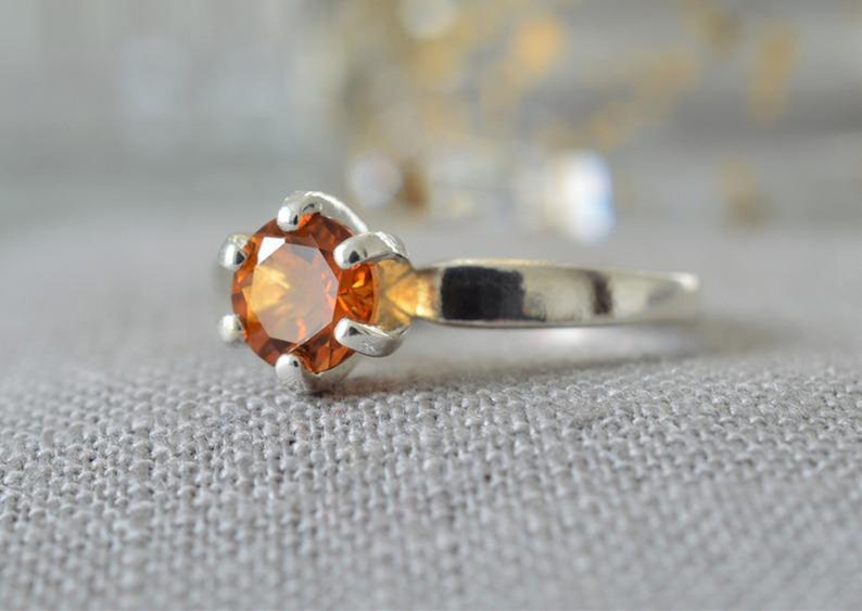 Citrine Ring 925 Sterling Silver Band Ring Statement Handmade Ring Jewelry B79