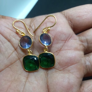 Multi Color Gemstones Earrings, Daily Wear Earrings, Gold Plated Earrings, Party Wear Earrings