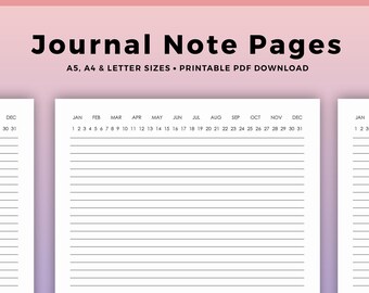 Journal Note Page, Undated, Lined Note Pages, Minimal Daily Planner Insert, Printable Insert PDF Download - A4, A5 & Letter Sizes