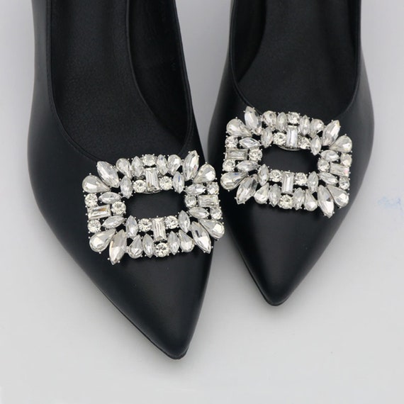 2pcs Charm Buckle Rhinestone Shoe Clip Shiny Decorative Clips Shoe Decor Lady Rhinestone Shoe Clips