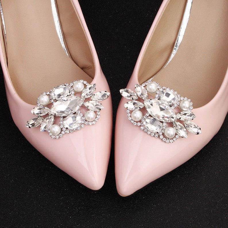 Bridal Shoe Clips Pearl Crystal Rhinestone Shoe Clips Wedding Etsy