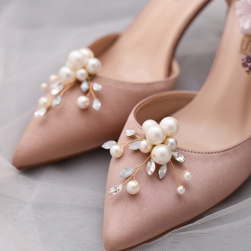Bridal Shoe Clips Pearl Crystal Rhinestone Shoe Clips Wedding Etsy