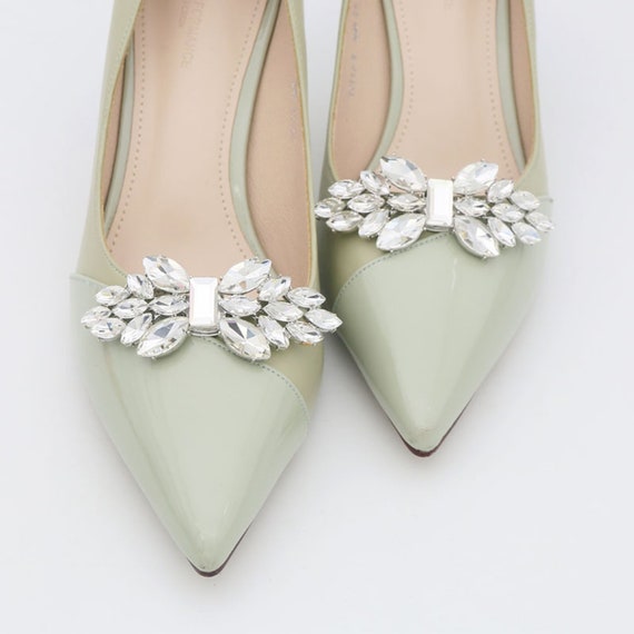 2Pcs Rhinestone Shoe Clips Wedding Crystal Shoe Buckle Jewelry Sandals Flat