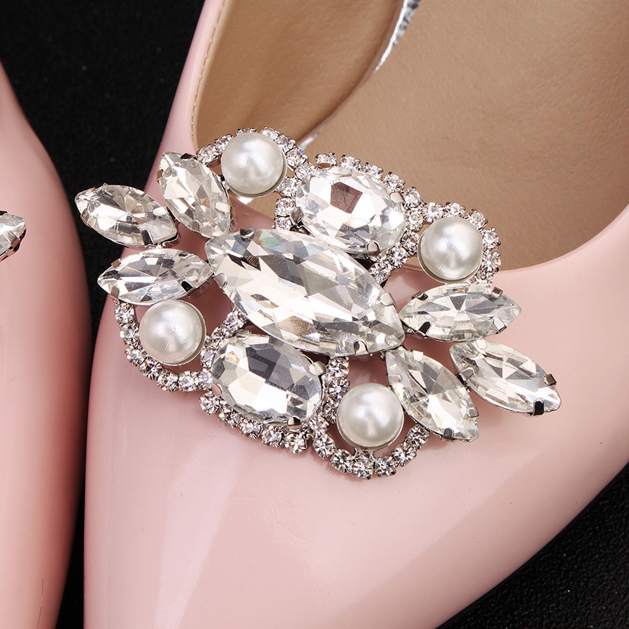 Bridal Shoe Clips Pearl Crystal Rhinestone Shoe Clips Wedding | Etsy