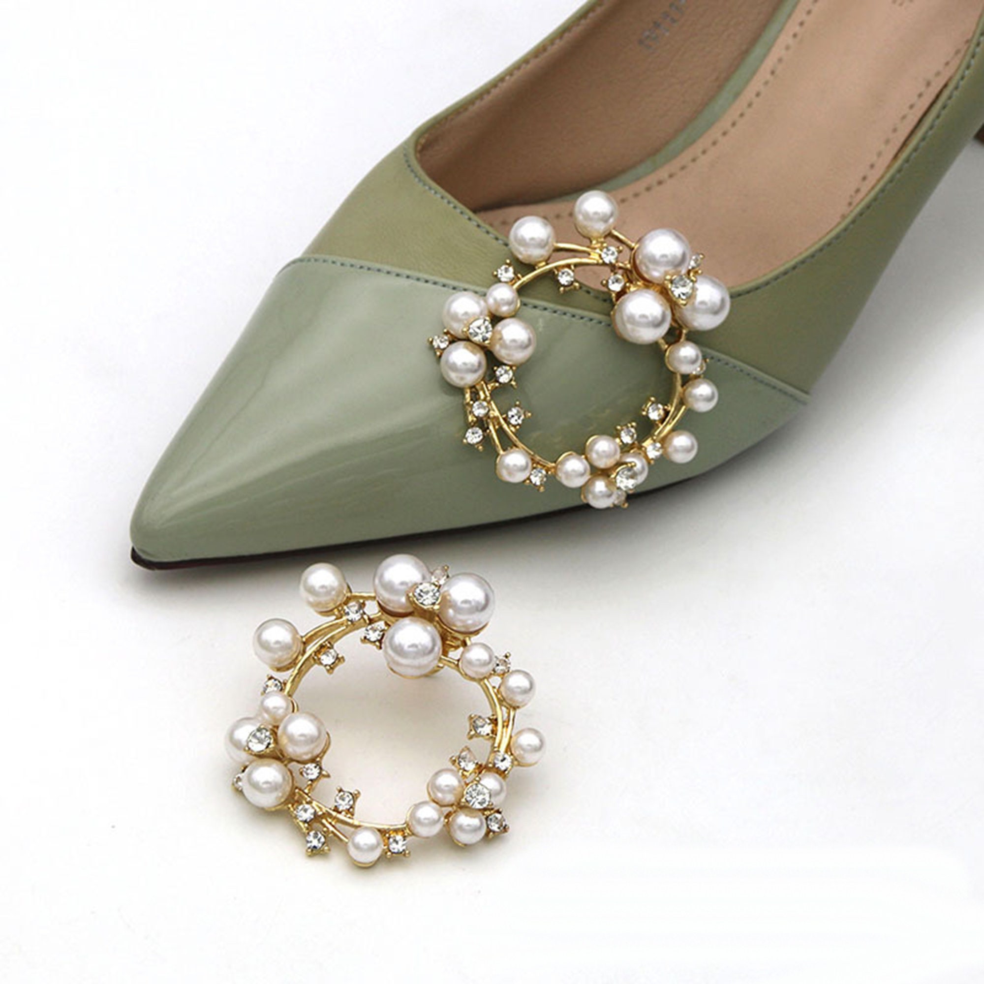 2Pcs Elegant Rhinestone Shoe Clips Shoes Jewelry Decoration Crystal Shoe  Buckle Red 