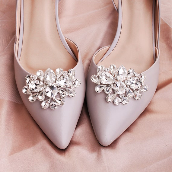 01 1Pair Metal Rhinestones Crystal Shoe Clips Shoes Buckle for Wedding Party Decoration 