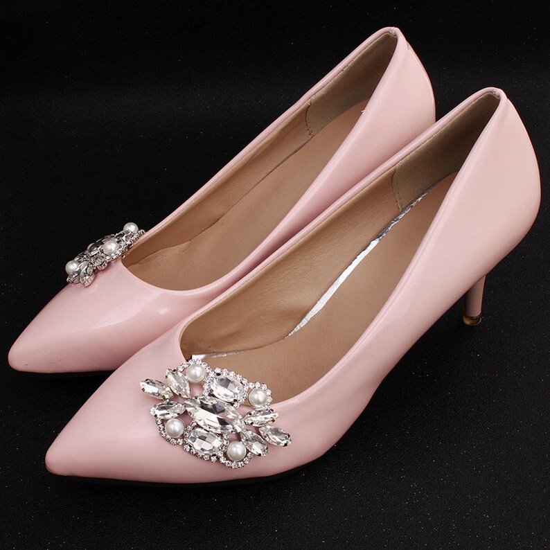 Bridal Shoe Clips Pearl Crystal Rhinestone Shoe Clips Wedding Etsy