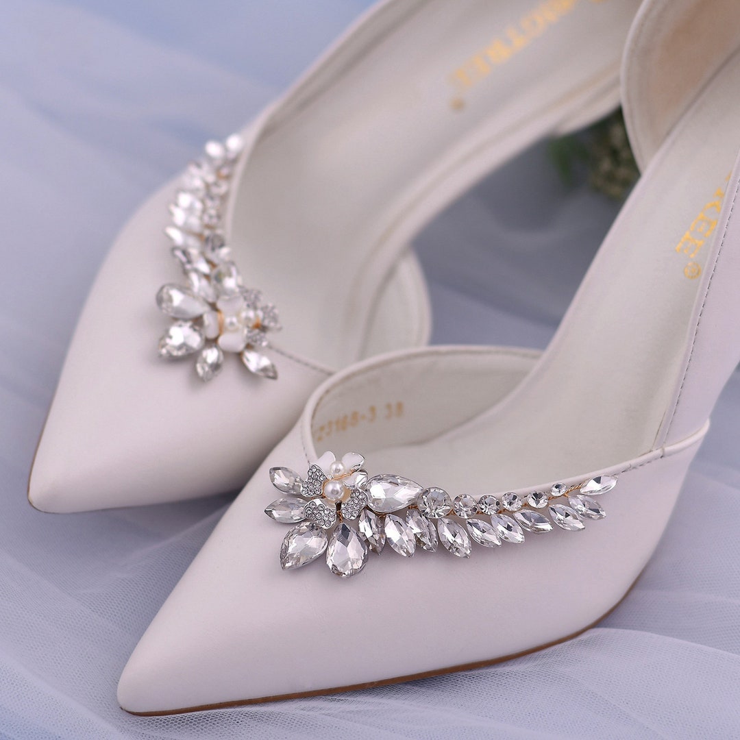 Pearl Rhinestone Shoe Clips for Bride Flower Shoe Clips - Etsy