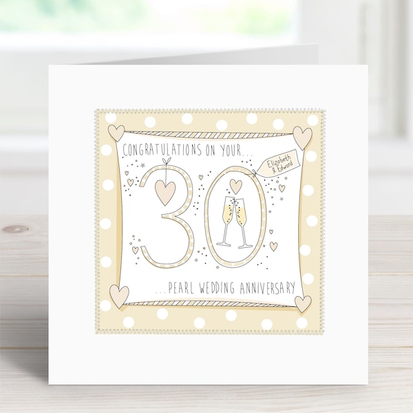 Personalised Handmade Pearl Wedding Anniversary Card
