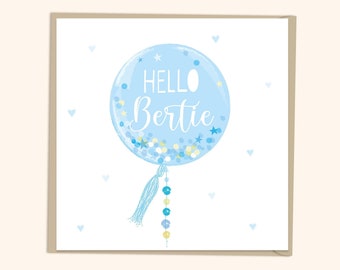 Personalised New Baby Boy Balloon Card