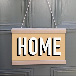 Póster de papel mate con calidad de museo HOME con colgador de pared de pino
