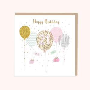 21. Geburtstagskarte, Personalisiert, Luftballons