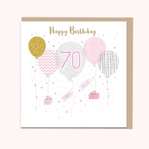 70th Personalised Birthday Card With Balloons