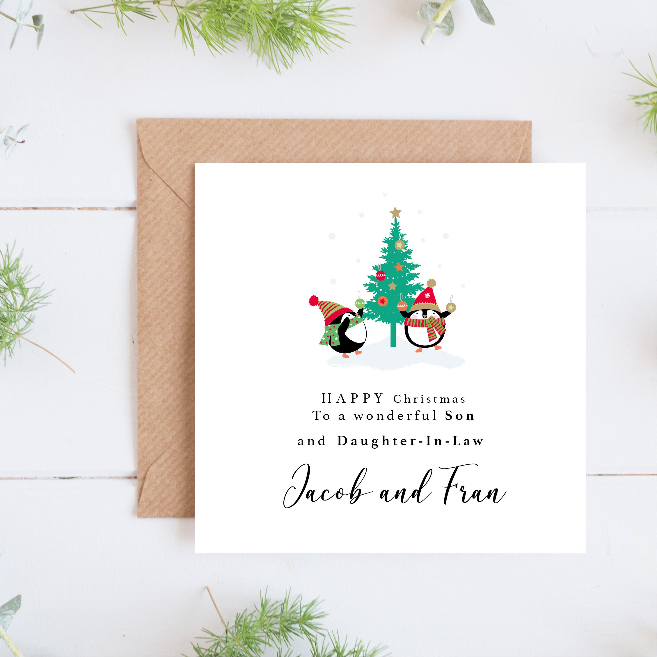 BIGLIETTO DI AUGURI Buon Natale Figlio E La Tua Famiglia Tradizionale, image size:2258x2258