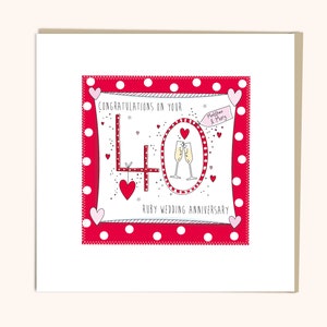 Personalised Handmade Ruby 40th Wedding Anniversary Card - Etsy