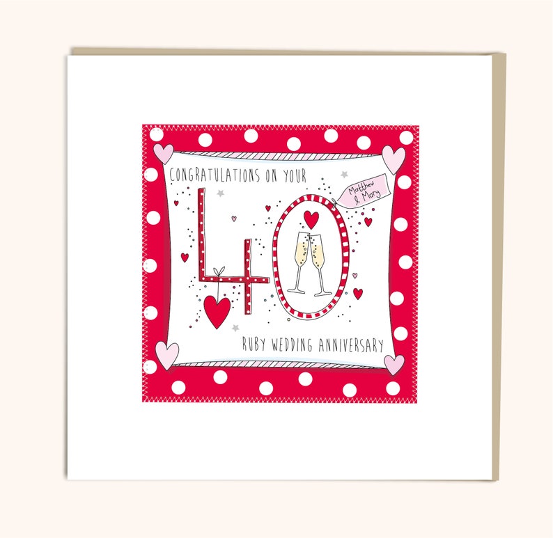 Personalised Handmade Ruby 40th Wedding Anniversary Card - Etsy