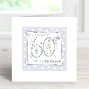 Carte personnalisée 60e anniversaire de mariage diamant