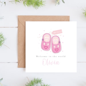 Baby Girl, Baby-Schuhe personalisierte Grußkarte