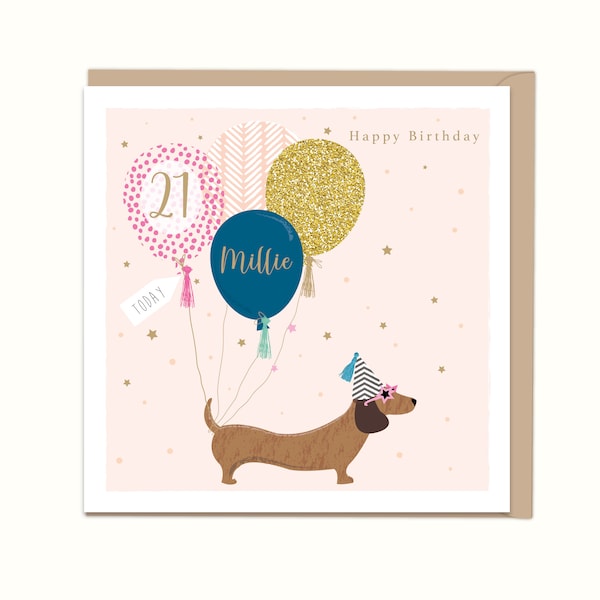 Personalised Any Age Sausage Dog Birthday Card