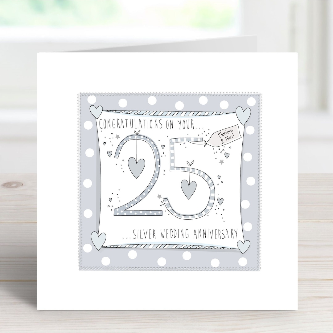 Personalised Handmade Silver 25th Wedding Anniversary Card - Etsy