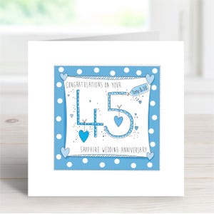 Tarjeta personalizada de zafiro para el 45.º aniversario de bodas