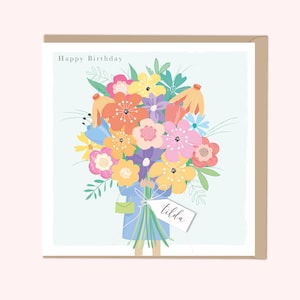 Tarjeta de ramo personalizada, mamá, hermana, amiga, hija, agradecimiento, etc.