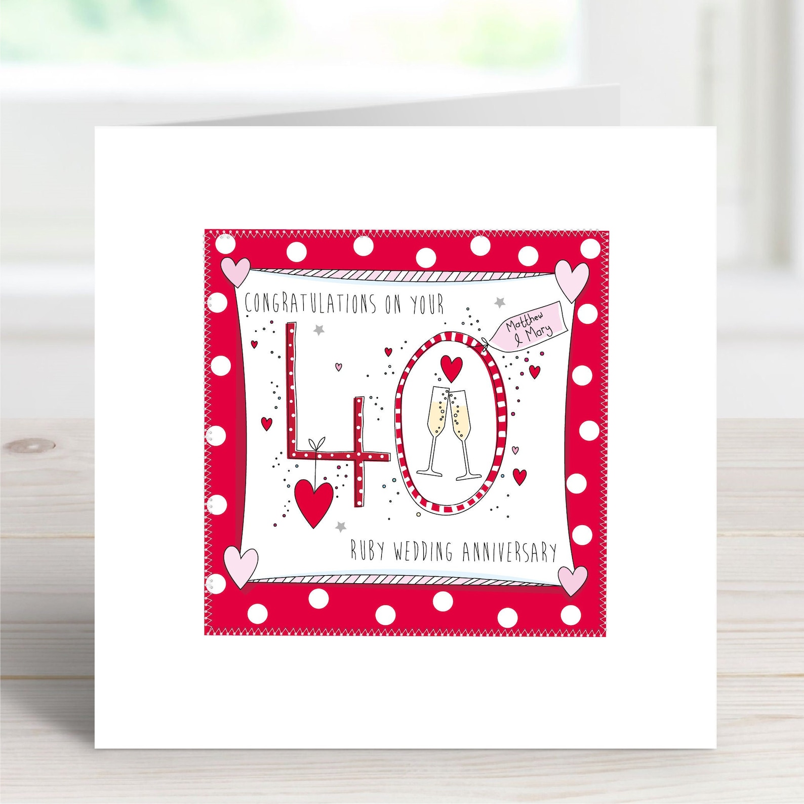 Personalised Handmade Ruby 40th Wedding Anniversary Card - Etsy