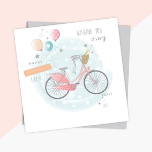Carte Joyeux anniversaire vélo avec ballons