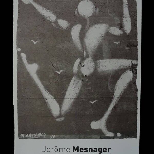 Jerome Mesnager, "Silhouette blanche sur mur de Berlin"