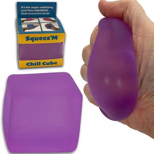 Premium Squeez&#39;M Focus Cube, Fidget Toy for Adults Professionals, Office Stress Relief, Single Purple Sensory Cube by USA Small Business