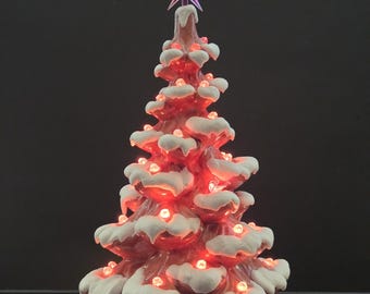 Vintage Style Pink Ceramic Christmas Tree – 11" Hand‑Painted Holiday Decor