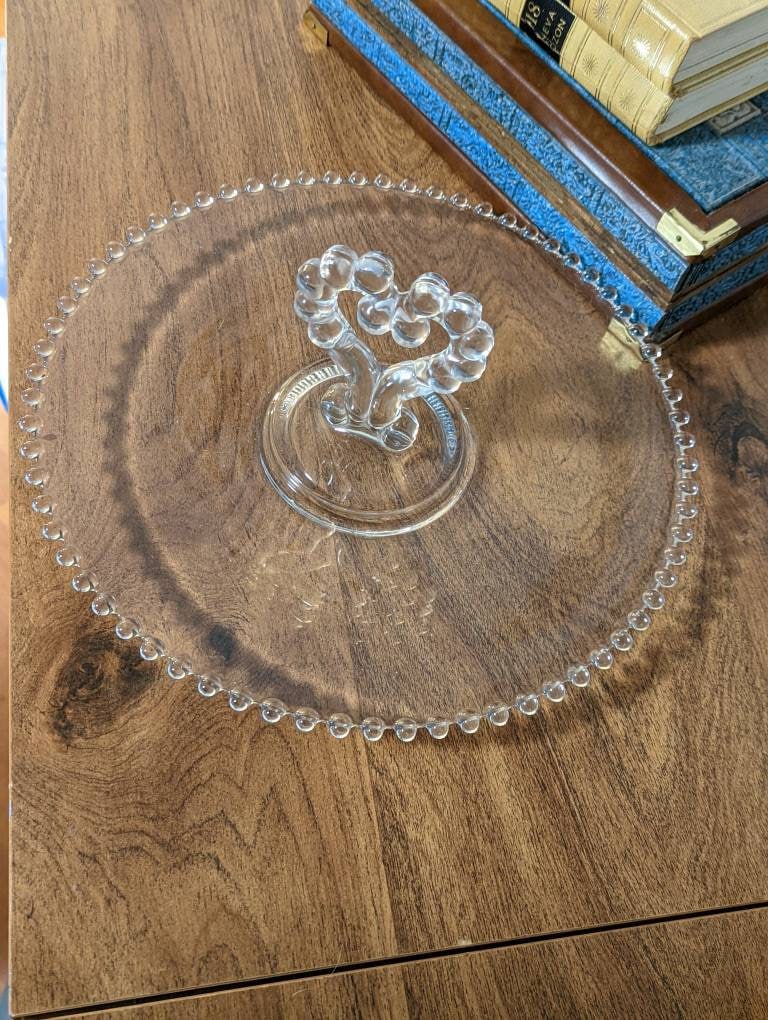 Candlewick Glass Tray | Vintage Clear Glass | Heart Handled Tray | Imperial Glass Tray |Cake Stand | Dainty Tray | Etsy Canada | Handpicked