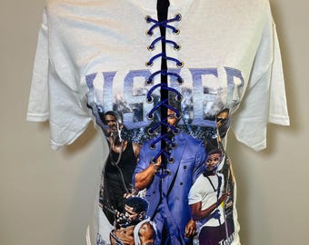 Vintage Usher Tour T-Shirt, Lace Up Graphic Tee, Unisex Cotton