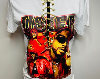 Customized Lace up Limited Rapper Usher Shirt, Vintage Usher 90s Shirt, Retro Usher Graphic Tee For Fan, Usher Fan, Usher Tour Tshirt,Unisex